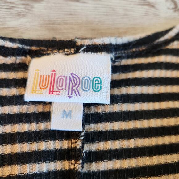 Lularoe Lindsay Striped Waterfall Cardigan Blue/Tan Size Medium - Picture 4 of 7